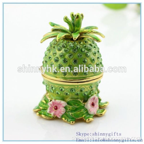 Small Pineapple Three Tone rhinestones metal miniature jewelry boxSCJ442